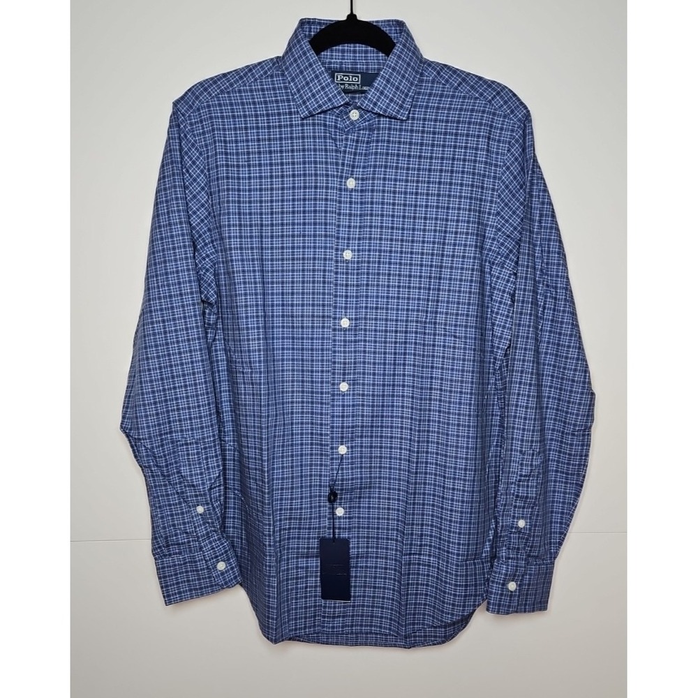 Polo Ralph Lauren Mens Blue Plaid Classic Fit Button Up Shirt Size Small NWT
